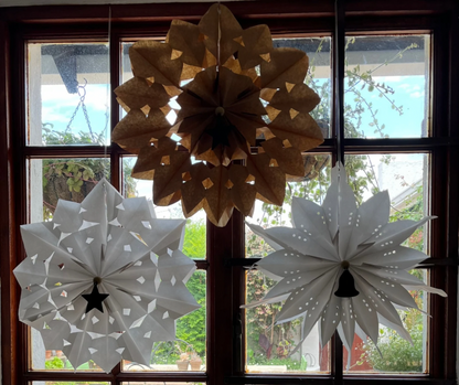 Set of three ready made Christmas Snowflakes