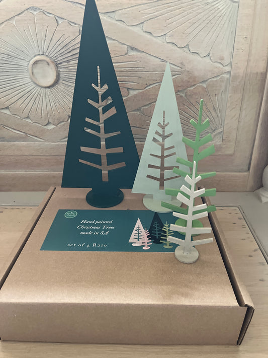 set of 4 hand painted Christmas Trees