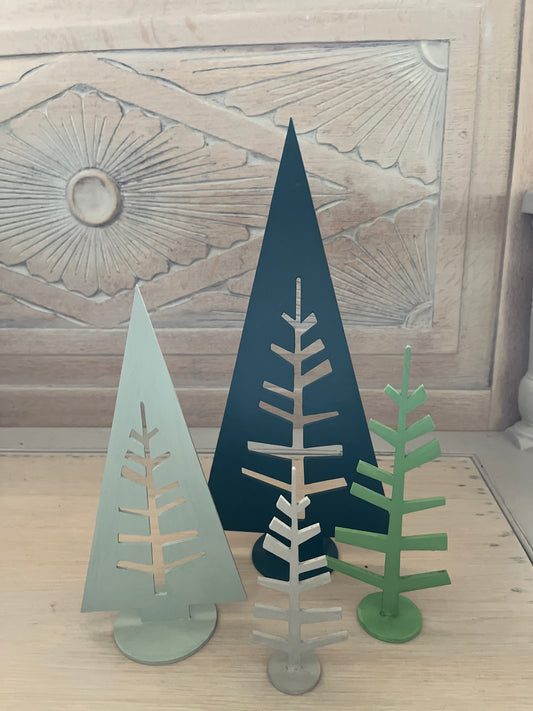 set of 4 hand painted Christmas Trees